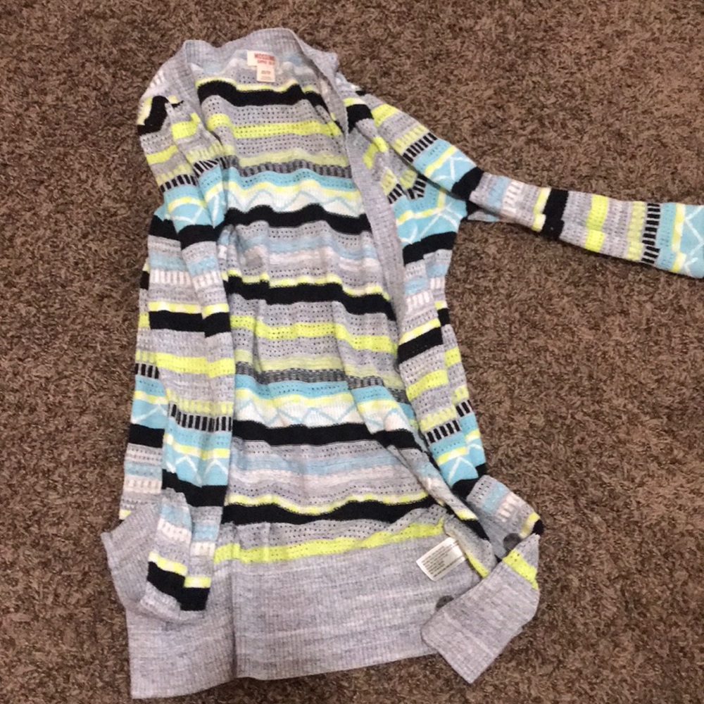 Blue green and gray stripes cardigan